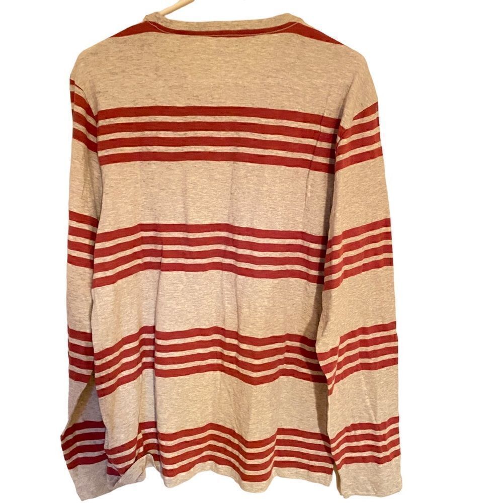 Old Navy NEW Large long sleeve Tshirt crew neck striped red gray - Picture 4 of 7